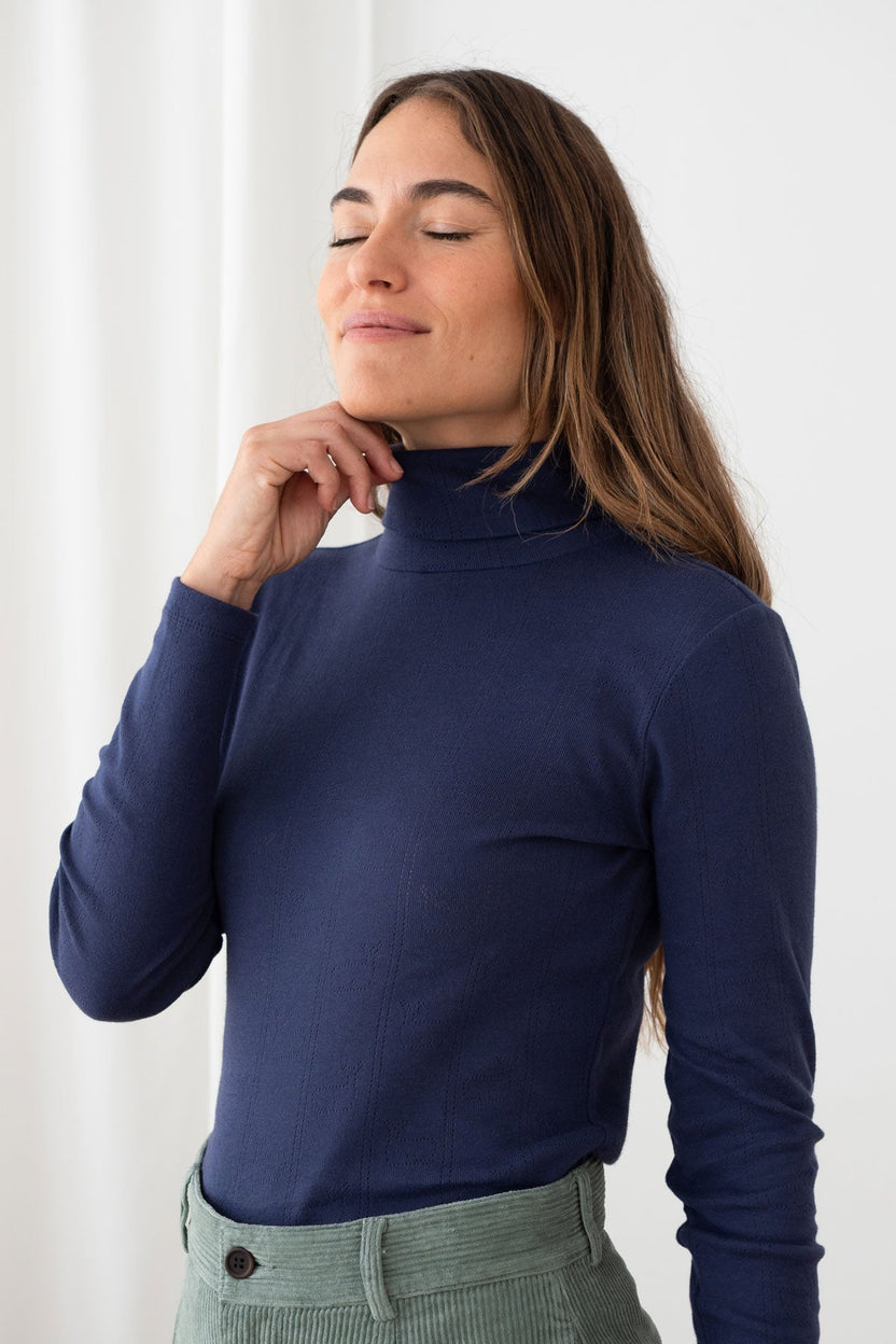 Sous-pull GRABOW ajouré baleine - bleu marine