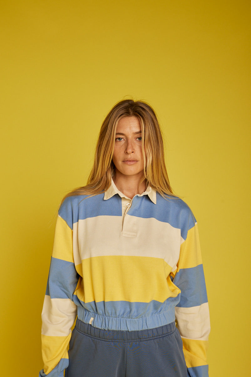 Polo LIEN - ligné jaune et bleu