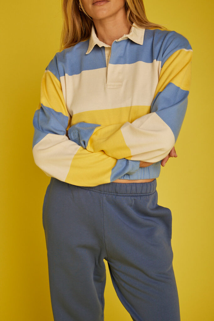 Polo LIEN - ligné jaune et bleu