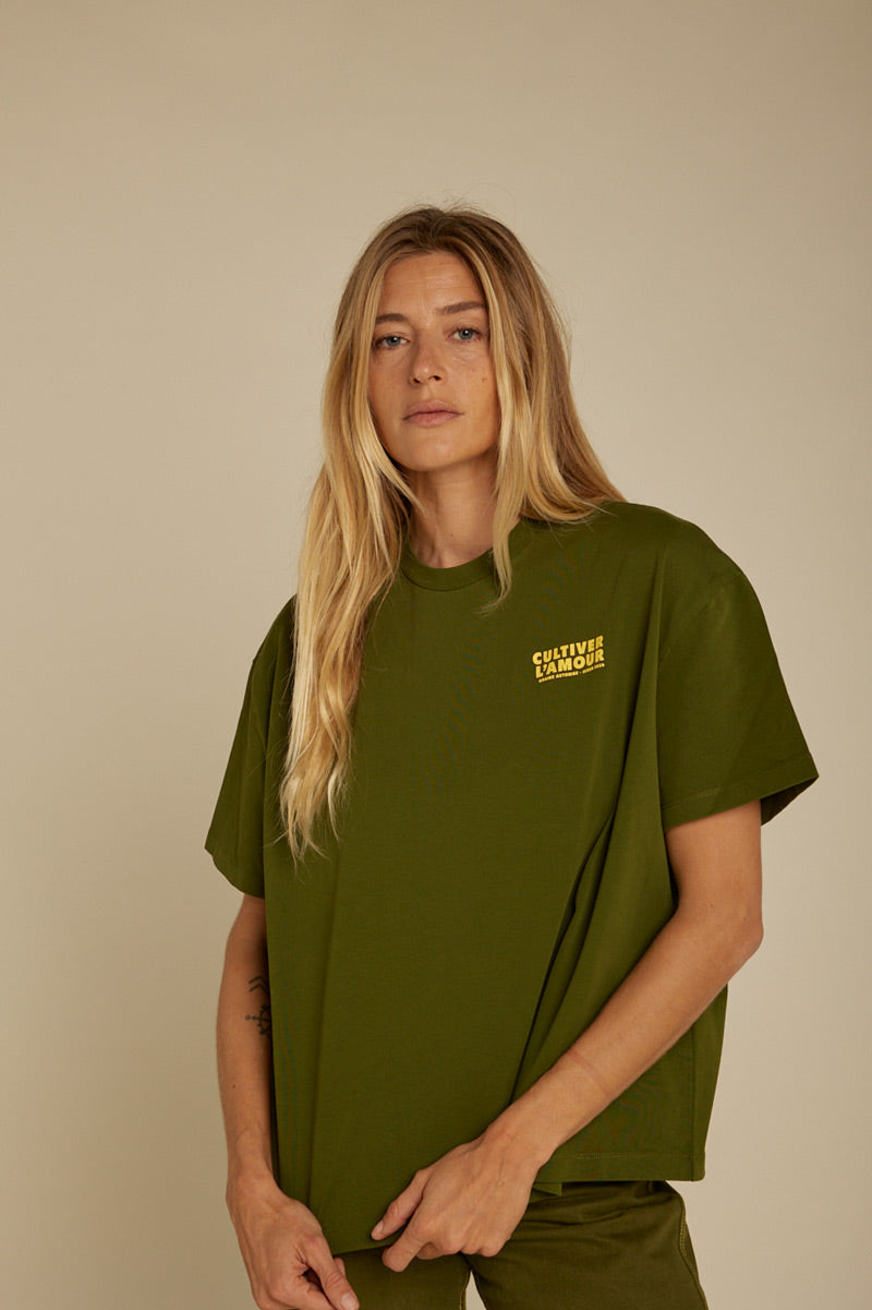 T-shirt PÉTALE  - Cultiver l'amour - Kaki