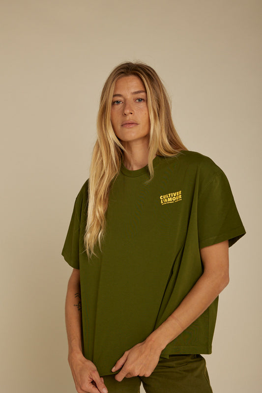 T-shirt PÉTALE  - Cultiver l'amour - Kaki