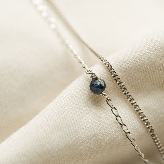 Bracelet Isabella (argent 925) - Pierre Saphir (bleu foncé)
