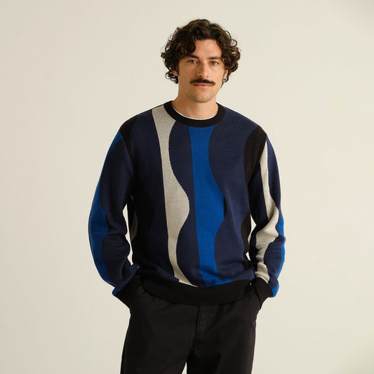 Sweat MORA Wavy stripe - Bleu