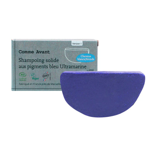 Shampoing solide aux pigments bleu Ultramarine (cheveux blonds/blancs)